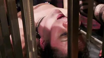 Tied sexy dominated with sex toys into group during crazy group
