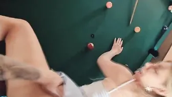 Riski Fucking on the POOL table with blonde babe