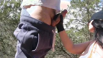 Bj into Outdoors and Cum into Mouth into Quarantine
