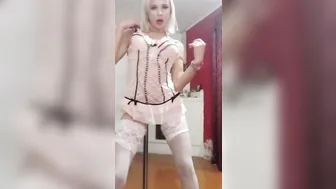 Into a Maid Suit Striptease Masturbating