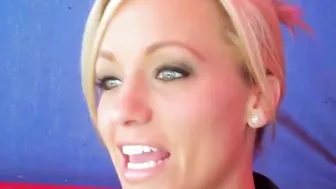 Adorable blonde Heather Knox expsoed her nice huge breasts inside beauty showing off