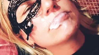 Shes too Adorable to take all of my Cum on Lips