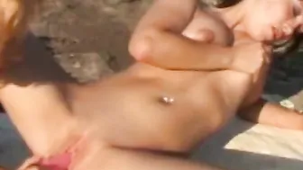 Cutie lesbians liking public nailed