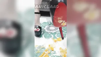 High heels crushed food bondage فوت فتیش