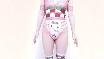 【demon slayer】hentai nezuko style leotard with holes and no bra and no underwear