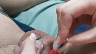 Bae Girlfriend Stunning Glues Chastity Cage Onto Tiny Penis Loser