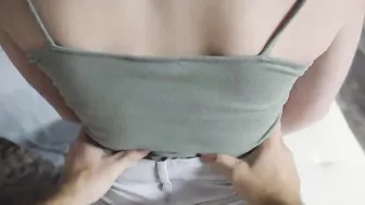 Stepsister sits and suck stepbros penis