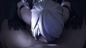 2A Nier Automata Deep Throat with penis into Booty (with sound) 3d animation animated cartoon game bj double penetration