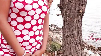 Risky outdoor – Vagina orgasm on the side of the road on the shore of an island