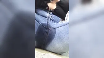 a very huge peeing from this women urinates all her clothes huge mess