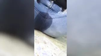 a very huge peeing from this women urinates all her clothes huge mess
