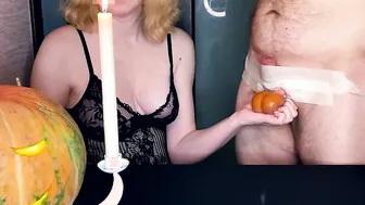 Slutty witch turns her subs eggs in a pumpkin