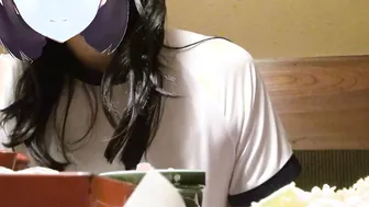 I was eating at a pub inside my gym clothes with my gigantic hooters showing