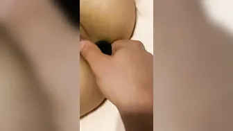 Tiny red head hoe getting big penis inside butt and creampied while on her period