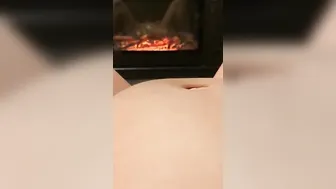Masturbation into Front of Fireplace. Pregnant Belly. Sensual Tape 