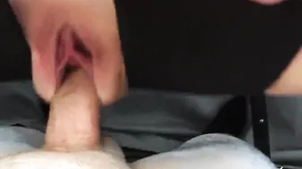 Cum and piss oozing out of stepmoms gigantic vagina