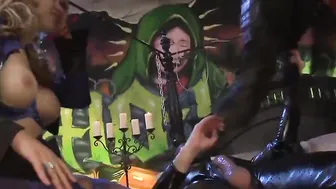 Witchy mom and big tit cop suck and riding gimp