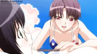 Anime Uncensored | Group Sex on the Beach with 2 Milfs and a Young hot |