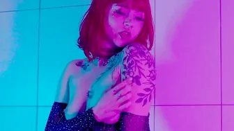 Glitter oil and unicorn vibrator play