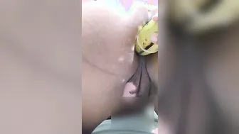 Eating a lovely banana up the booty