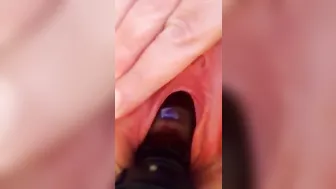 Stretching my cunt with candle holder