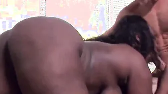 Huge booty black mom drilled by a long white penis