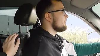 Sexy fellatio into the vehicle and cheeky pegging into a