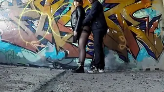 Sluts draws graffiti and then fucks her BF fake-cock