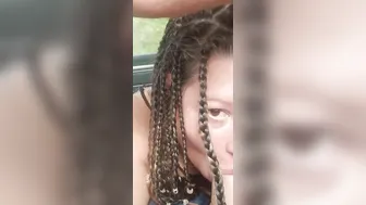 Freckled braided pawg give daddy road fellatio and getting interrupted by sext from her boy vibrator