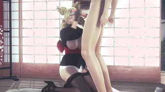 Temari offer a tender hand job and fucks him until she makes him cum on her abdomen
