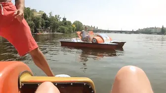 HUNT4K. Bruiser hides anger while rich hunter is fucking his big tit girlfriend