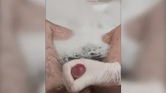 Hand Job whith Rubber inside bath-tub