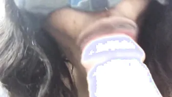 pov sloppy blow Job inside the restroom