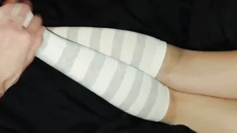 WipeOut adorable chick getting caressed then stokes dick til it jizzes
