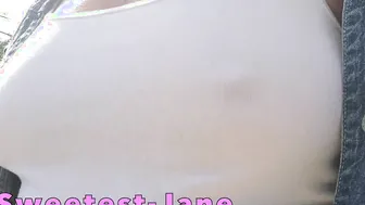 Braless outdoors Boobwalk inside tanktop with slo-mo nipple flash