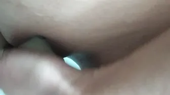 Babe chick  entertainment into the WC sex toy. Close-up