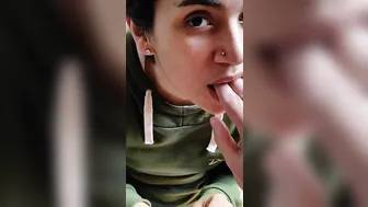 Quickie Hand Job cum inside mouth  drink
