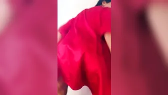 Colombian Kathya Activa into a red robe and white panties seduces you with her Bombshell body