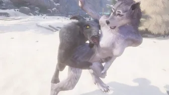 Wild Life / Rasha Furry Wolf cunt with mouth at the Beach
