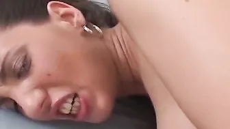 Hottie dark hair bouncing on the ebony penis