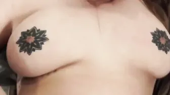 Curvy tattooed step daughter sucking off and gets stuffed inside point of view