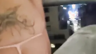 White hoe getting screwed on balcony into NYC