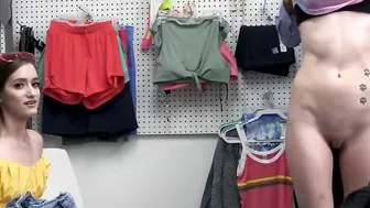 Shoplifter teenie Nadia Noja and Kyler Quinn try to negotiate with the