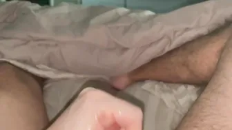 Closeup oiled hand job with big creampie. I love starting his day off right