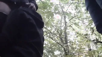 My gf jerks off a cock as she watches me cum into
