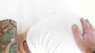 GIGANTIC TIT Skinny Australian Gf With a Small Waist Covered Into Tattoos