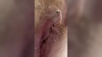 Natural red haired unshaved vagina play
