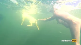 Nude cougar Swimming into the River with her Dogs (underwater Shooting Music)