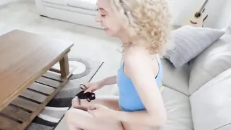 Perv StepBrother fucks slender 18 year old sister while she plays film game -