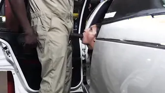 Blowing Ebony Mechanic Penis